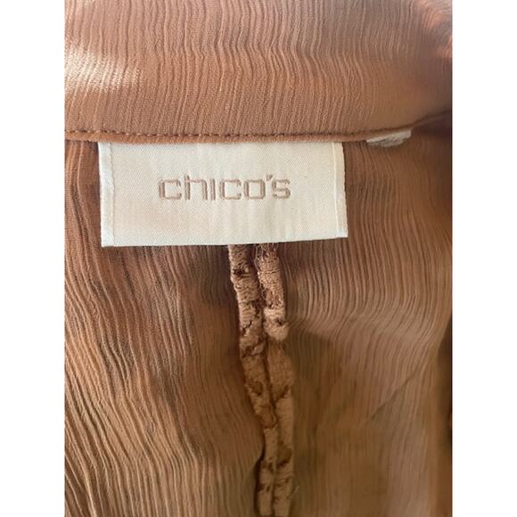 Chico's Lace Open Front Cardigan Jacket Light Brown Measures to Size Medium - Picture 5 of 5